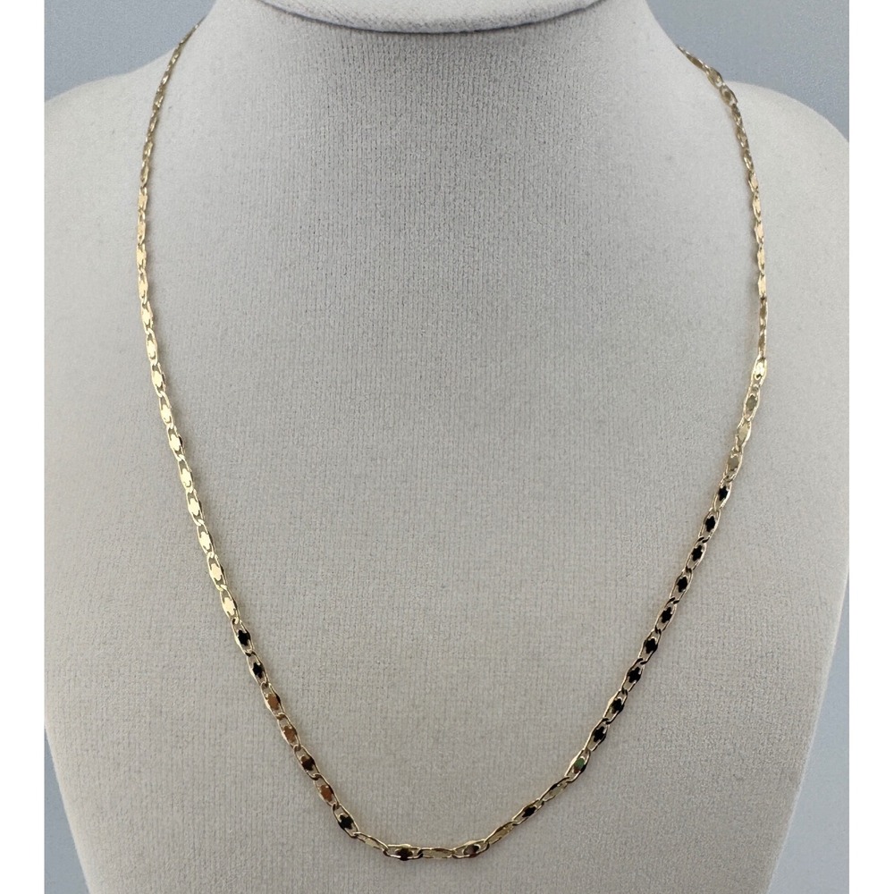 Gold Plated Flat Link Chain Necklace 18 Inch Unisex Jewelry 2mm